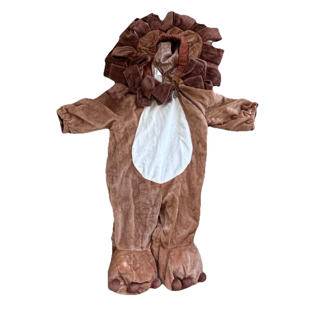 Plush Baby Lion Costume 6/12M Soft Fleece Hooded Outfit Halloween Animal 25in